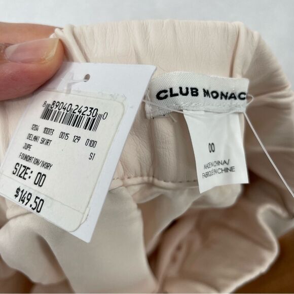 ~Club Monaco Vegan Leather Ruffle Skirt NWT 00 - Picture 6 of 6